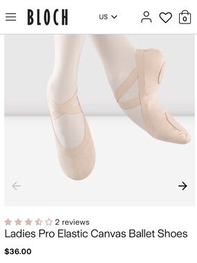 Bloch Ladies Pro Elastic Canvas Ballet Shoes - pink S0621L 7/8